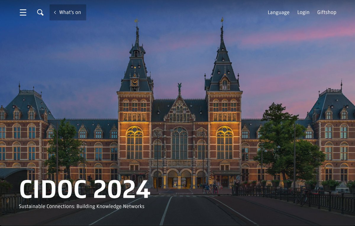 ⚠️ CFP: #CIDOC2024 ⚠️ Deadline: May 10, 2024. This year's conference (Nov 11 - 15) will be held at the @rijksmuseum, and its motto is 'Sustainable Connections: Building Knowledge Networks.' You can contribute to it with a presentation, lightning talk, poster or video. 1/2