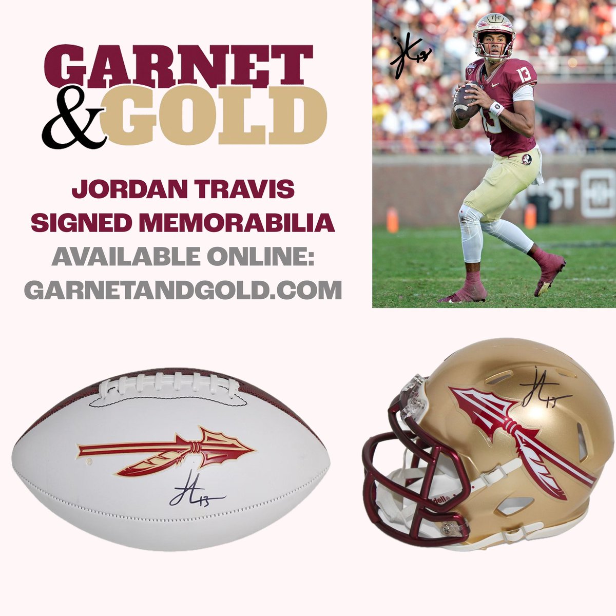 Jordan Travis signed memorabilia available again online for a limited time only at garnetandgold.com/search?type=pr… @garnetandgold @jordantrav13 @FSUFootball @Seminoles #FSUTwitter #GoNoles