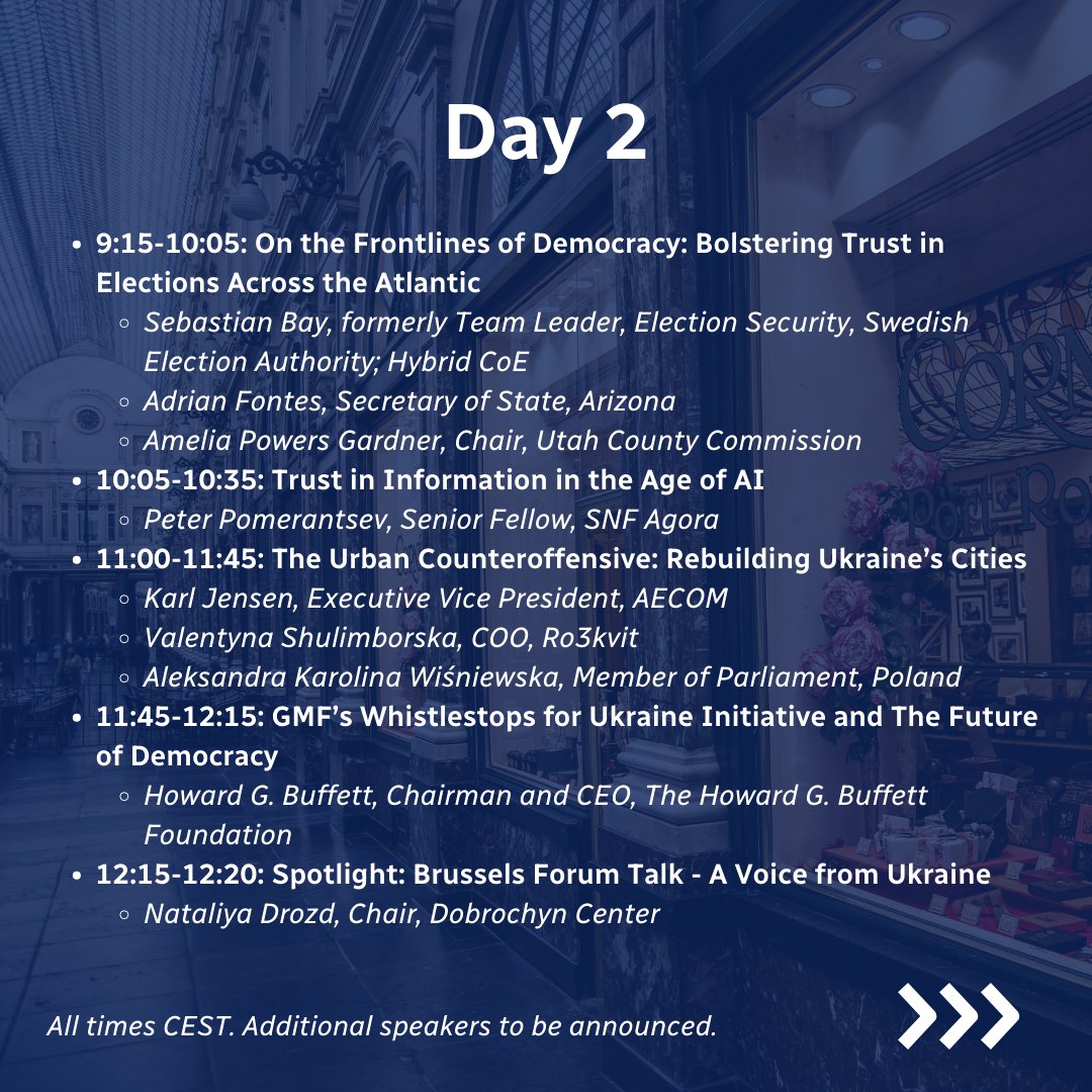 🥁Drumroll please... the agenda for #BrusselsForum 2024 is now live! View the schedule and list of speakers: gmfus.org/brussels-forum… 📺Tune in live on April 18 & 19th on the GMF website starting at 14:30 CEST / 8:30 EST.