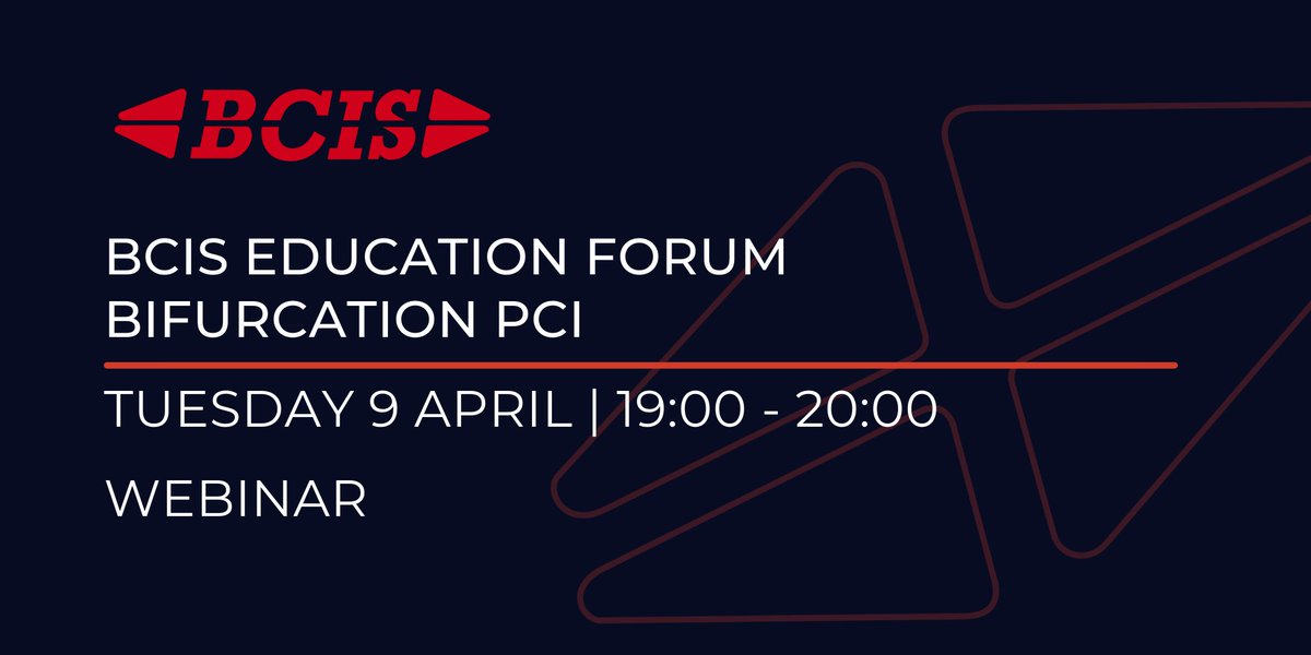 Registration for tonight's Education Forum webinar — Bifurcation PCI closes at 16:30 today!⏰ Topics include: 🔴Updates in evidence (OCTOBER) 🔴Review of techniques 🔴Cases Register here: millbrook-events.co.uk/BCISBifurcatio… #InterventionalCardiology #CardioEd