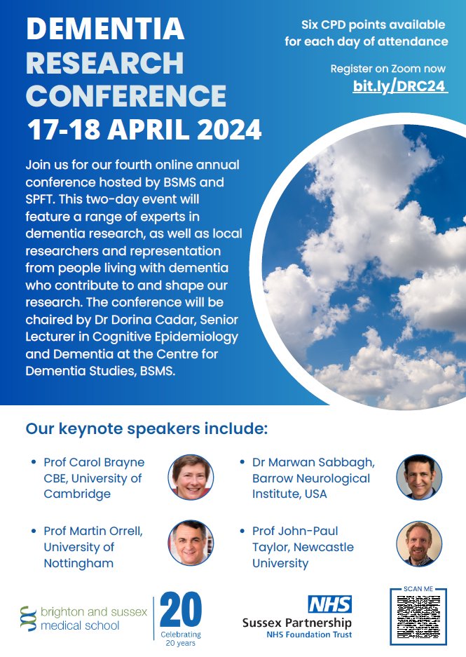 #Free #Dementia #Conference next week! Still time to sign up 
<a href="/SPFT_NHS/">Sussex Partnership</a> <a href="/BSMS_CDS/">Centre for Dementia Studies</a> <a href="/BSMSMedSchool/">BSMS</a>