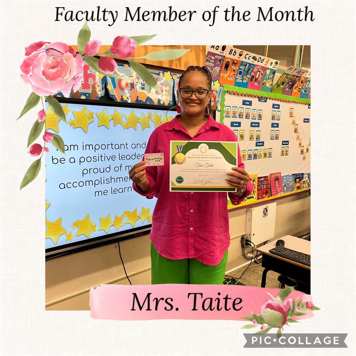 Congratulations, Mrs. Taite for blooming 💐bright during the during the month #March. #BearCares #FacultyMemberoftheMonth