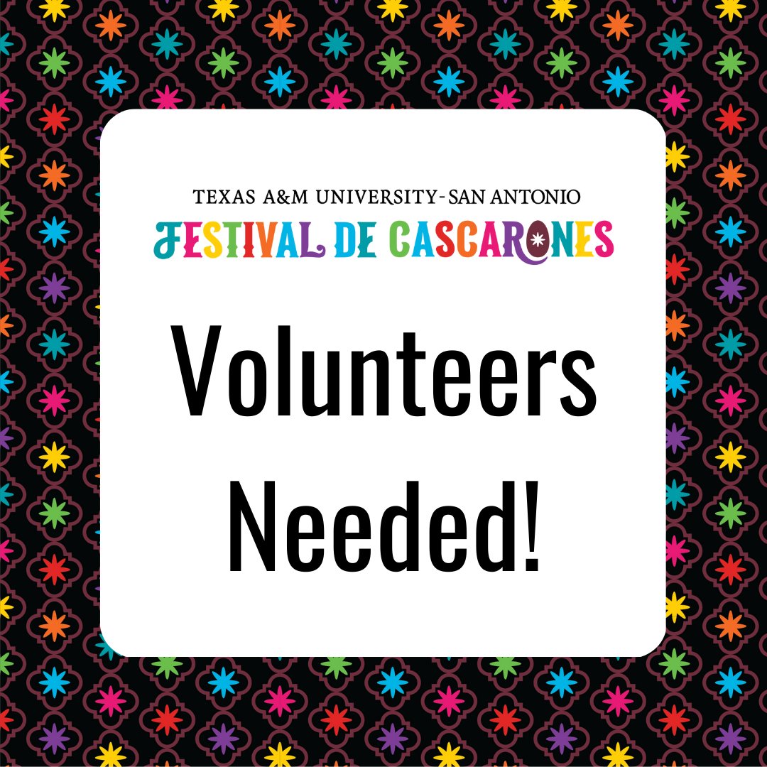 Students, alums, faculty, staff and community members, we need volunteers for Festival de Cascarones! Volunteers aged 16 and older can participate. All volunteers must be available to attend a mandatory orientation meeting! #FDC2023 Register here: bit.ly/3vAIF9X