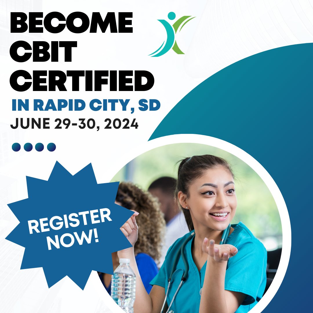 Medical Practitioners, register now to attend our in-person #CBIT training in Rapid City, SD, happening 6/29 - 6/30! 📣Earn CEUs and expand your patient outreach! 📝 bit.ly/3IXdsk0 #Tics #TouretteSyndrome #Medical #Therapy