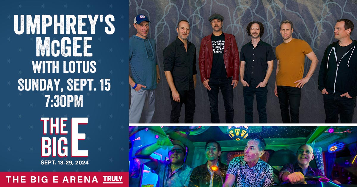 Just announced! 🎸 You won't want to miss @umphreysmcgee with @LotusTweets at The Big E Arena, sponsored by @trulyseltzer, on Sunday, Sept. 15! Tickets go on sale at 10am this Friday, April 12: bit.ly/24BigE_Umphrey…