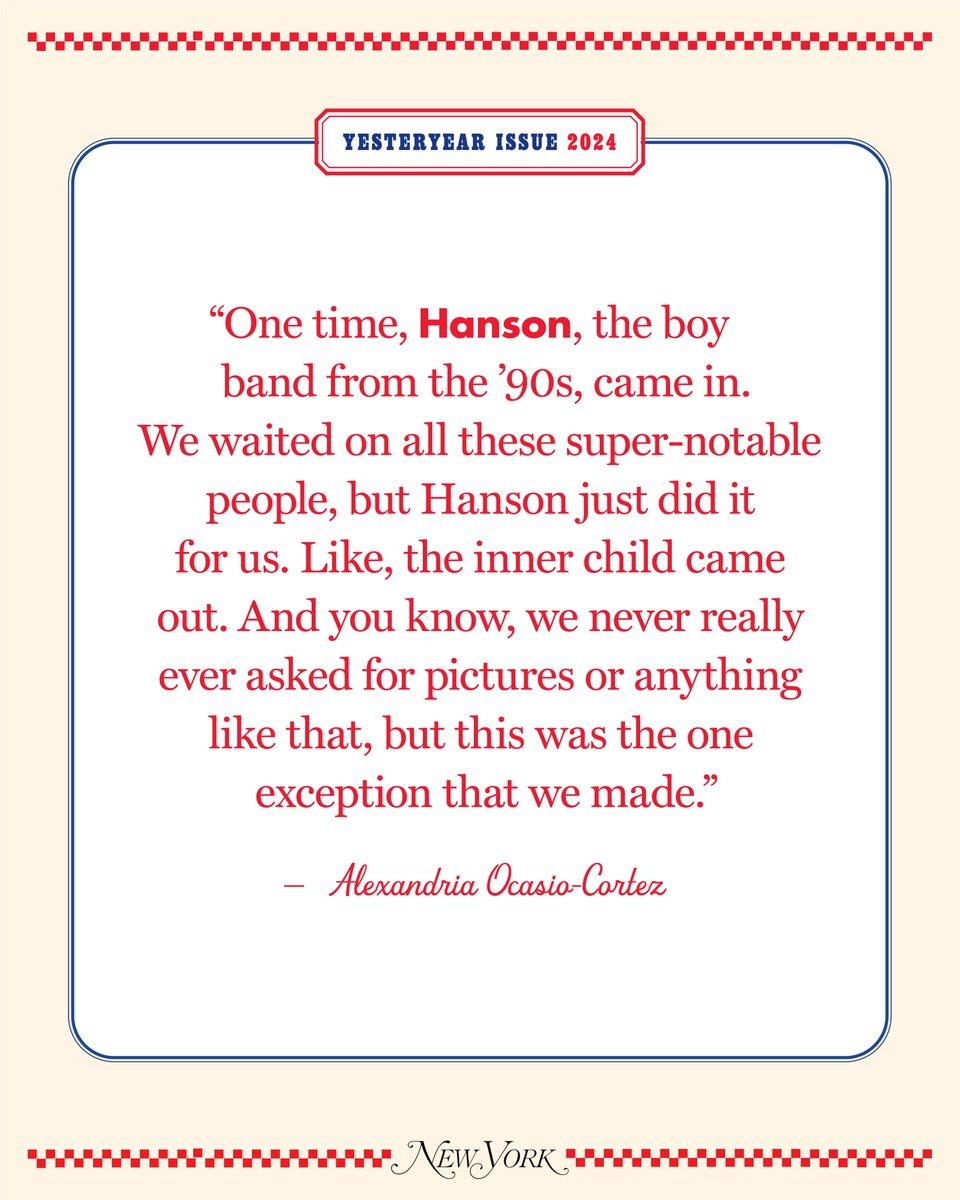 @AOC Read more anecdotes like this from our #YesteryearIssue, a social history of New York City told through its restaurants: trib.al/3pqrFnj