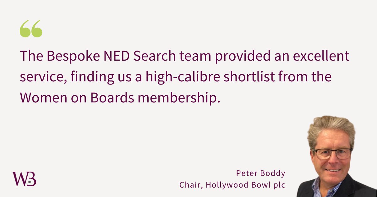 Opening up more boards to diverse talent!

Our Bespoke NED Search service connects organisations with strong candidates from our membership across listed, large private, scale-up, public and charity sectors. 

Find out more >> wbdirectors.co.uk/bespoke-ned-se… 

#WomenonBoards #Recruitment