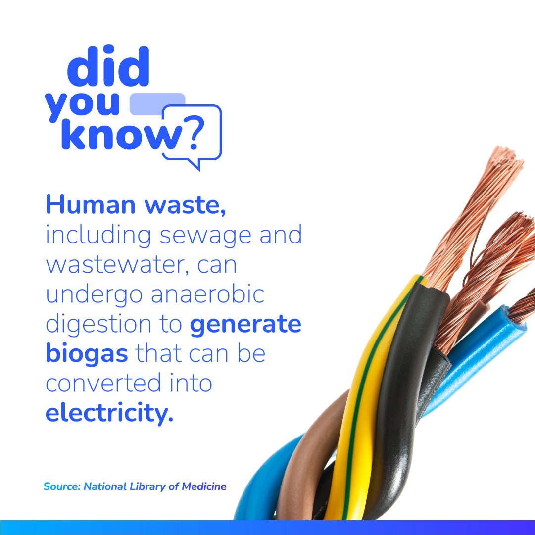🍂 Did you know that human waste, including sewage and wastewater, can be transformed into #electricity through #anaerobicdigestion? What do you think about this?