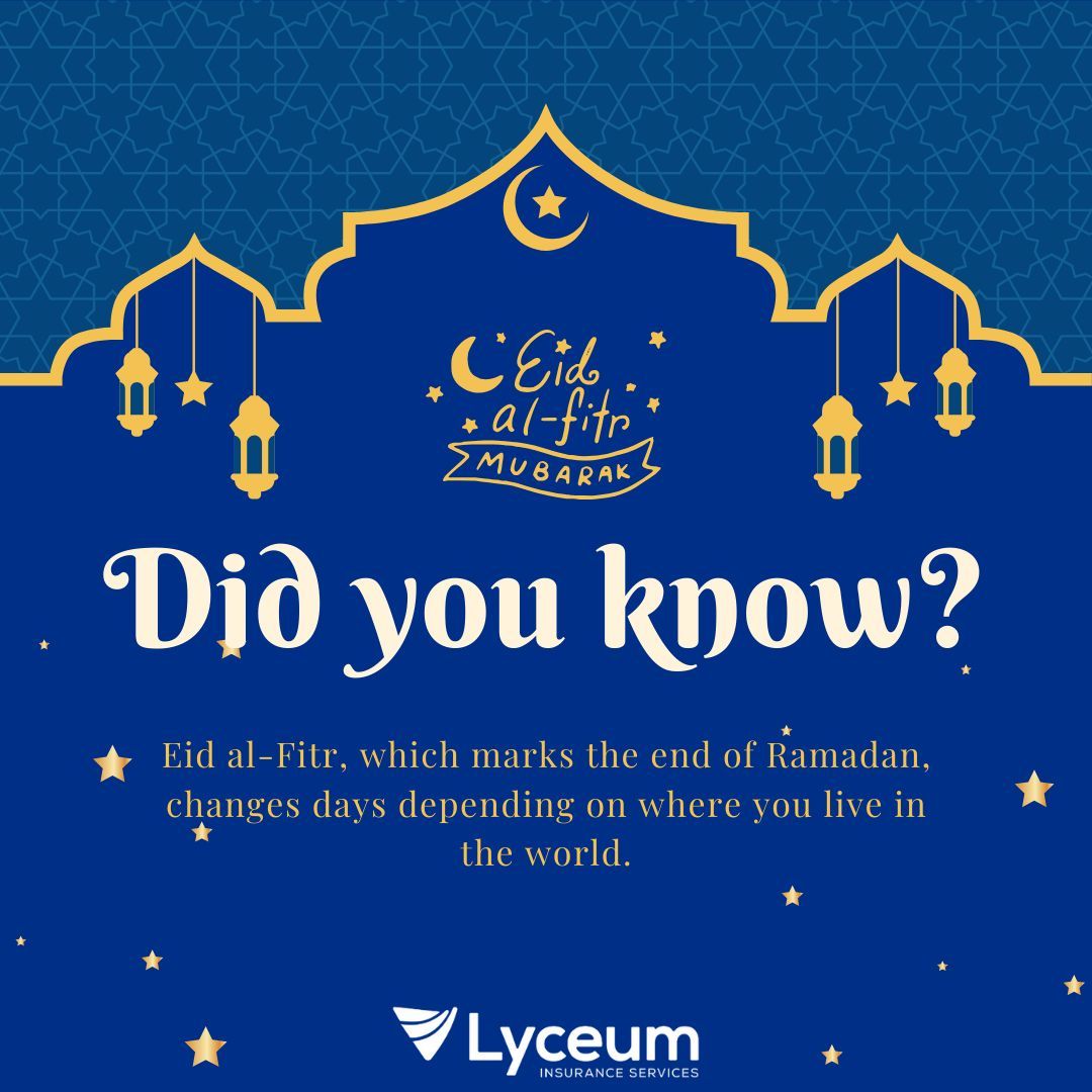 Eid Mubarak!🌙✨
Eid al-Fitr has unique timing - celebrated differently around the globe. A beautiful mosaic of tradition and unity.

#EidAlFitr #EidMubarak #EidAroundTheWorld #CelebratingTraditions #GlobalUnity #LyceumInsurance