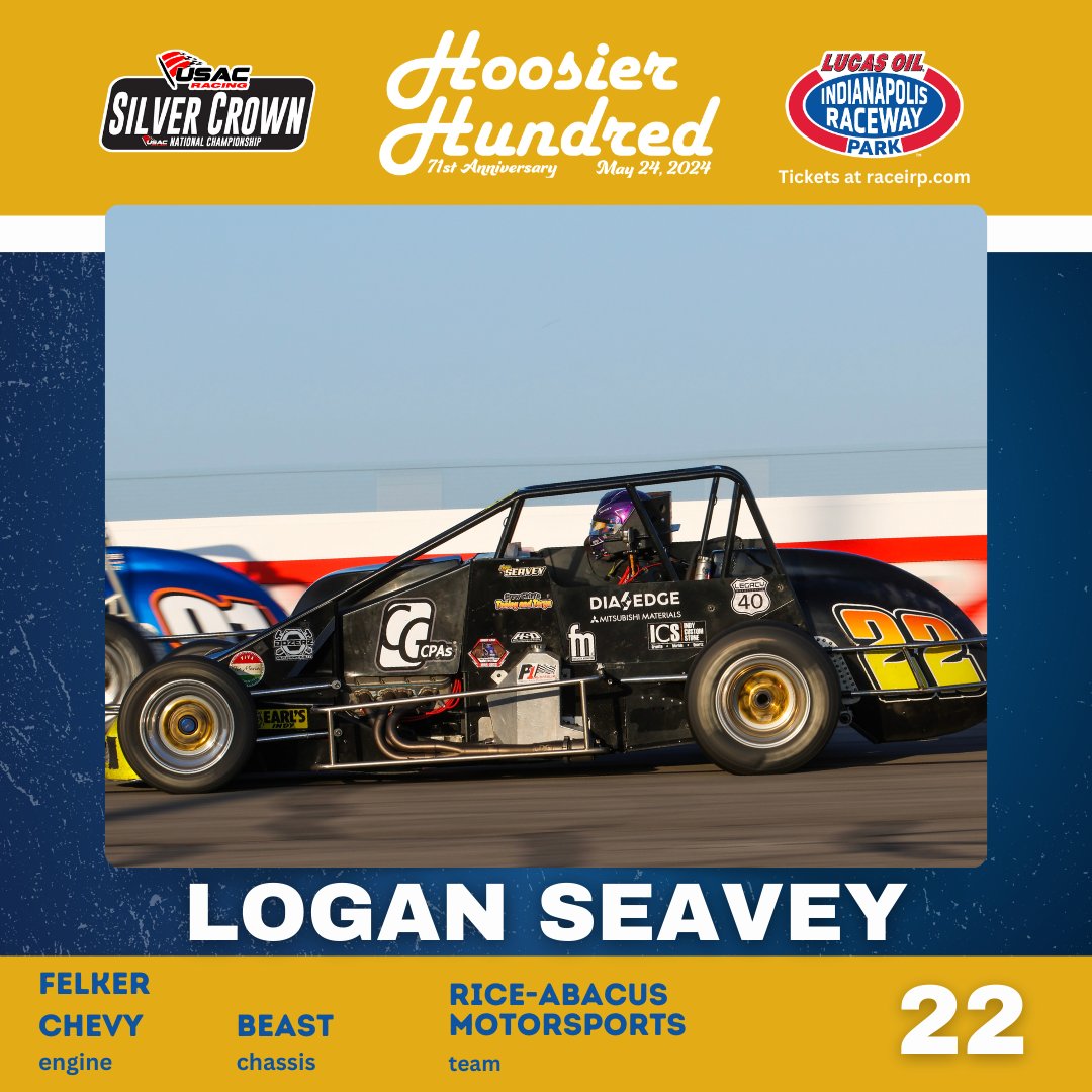 Back-to-Back Chili Bowl Champion, @Logan_Seavey, joins an esteemed list of racers for the 71st Anniversary Hoosier Hundred on Friday, May 24. Be sure to get your tickets today! 🎟️> bit.ly/2024_CarbNight…