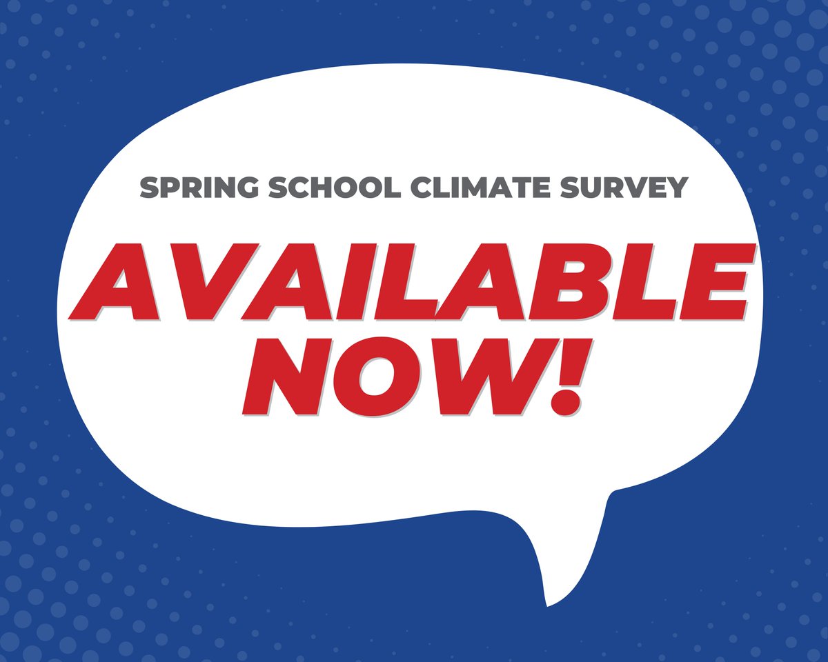 What do you think of our student and academic support? Are your children’s schools safe and inclusive? Do you feel involved in their education? Only one more day to tell us (confidentially!) in our Spring School Climate Survey at rb.gy/aokilh.