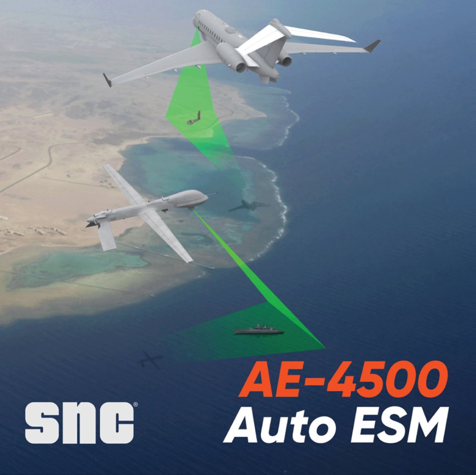 Our AE-4500 air & ground-based ESM systems enable electronic intelligence with land, sea & air-based radar signals. SNC leads the capability to find, plan, collect, analyze & report signals intelligence in large & small form factors. Learn more: bit.ly/3JirTAw. #SAS2024