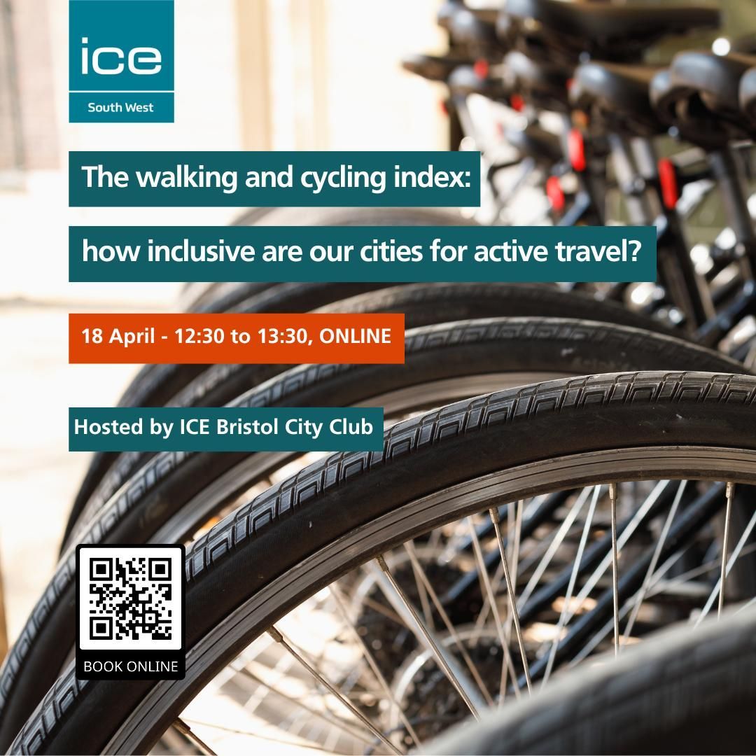 Join ICE Bristol City Club for a webinar on #activetravel and #inclusivedesign. Zoe Banks Gross, head of partnerships and public affairs @SustransSouth will talk about at the biggest ever survey of #walking, #wheeling and #cycling in the UK. Book: buff.ly/49v3S2R