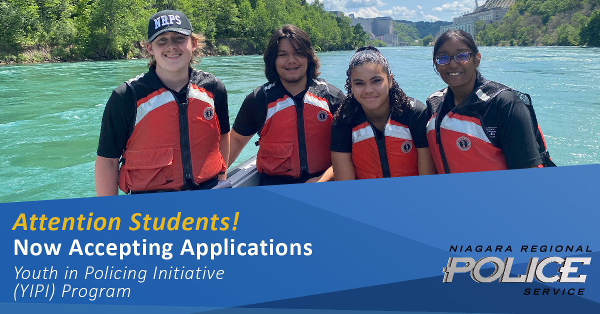 Students! Are you interested in spending a summer working with the Niagara Regional Police & getting involved with your community? We are looking for summer students for our Youth in Policing Initiative (YIPI) Program. Deadline to apply is April 19th. niagarapolice.ca/en/careers-and…
