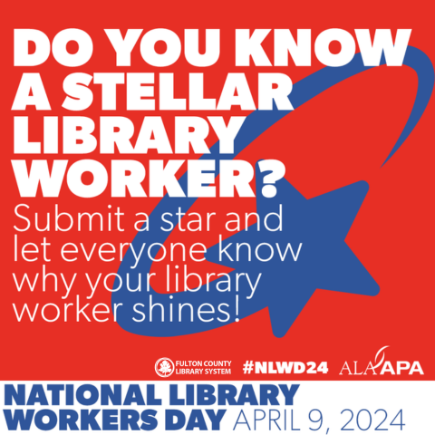 Nominate your favorite library worker at tinyurl.com/mu3p5666 and share your cherished library memories on social media using #FulcoLibrary #NLWD24 to show gratitude for all library workers.

#NationalLibraryWorkersDay
