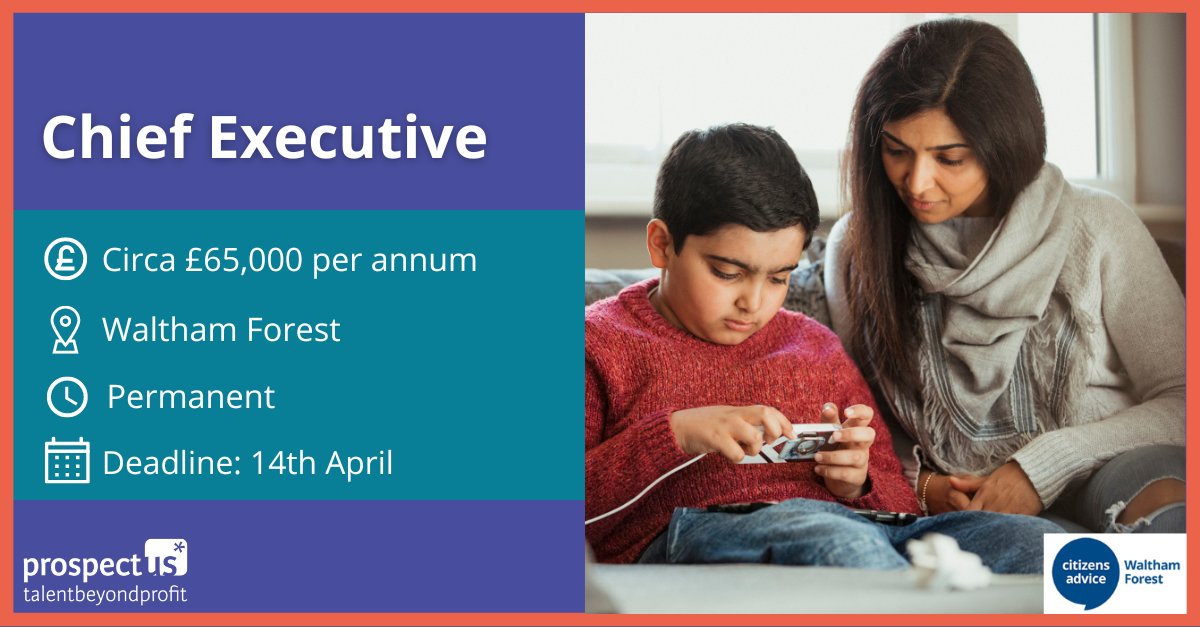 Join @WalthamForestCA as their new Chief Executive! If you possess the following qualities, apply by April 14th: prospect-us.co.uk/jobs/187713-ch… ✅ Track record of leading high quality client services ✅ Strong financial acumen ✅ Ability to influence stakeholders & build relationships