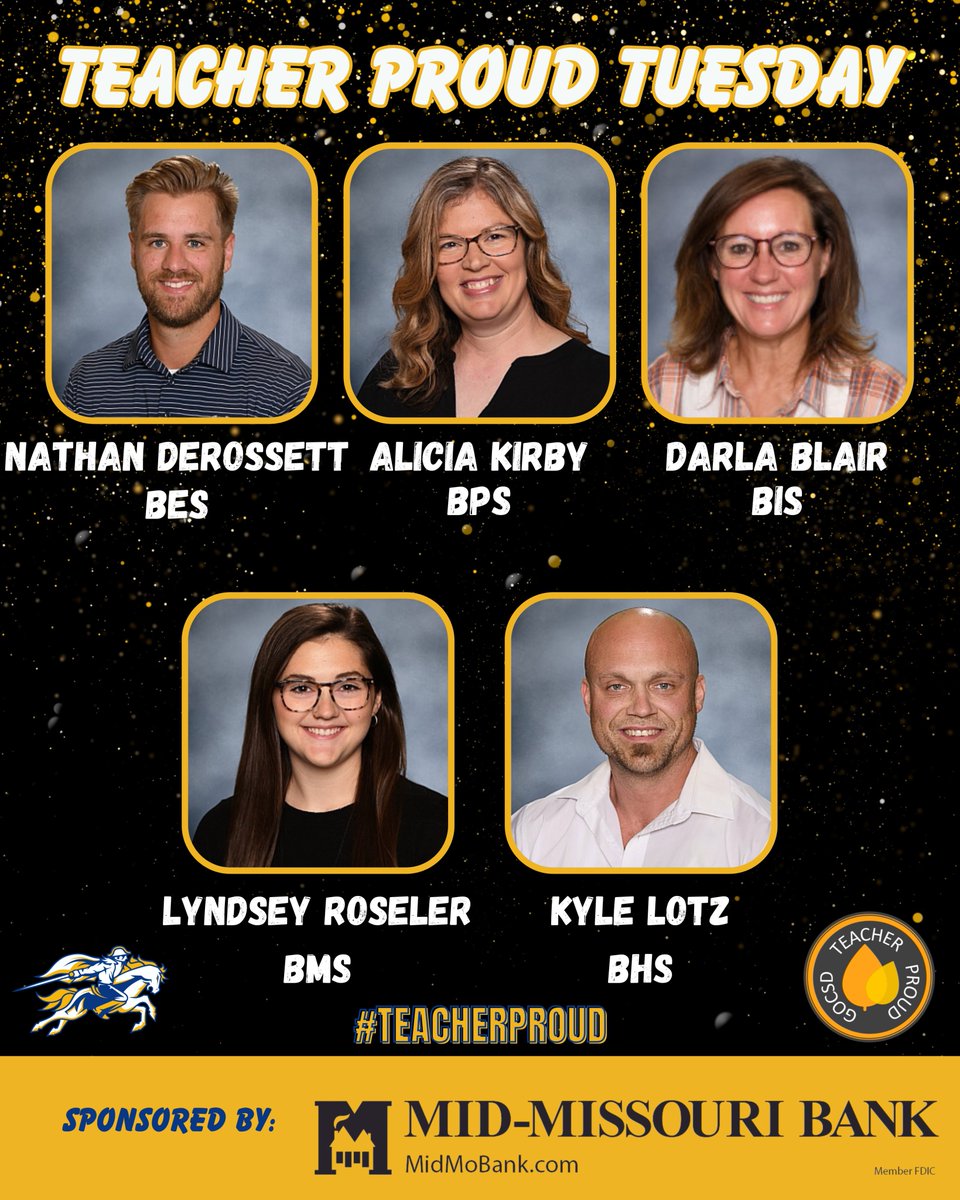 It is #TeacherProud Tuesday! These amazing teachers are making positive impacts on our students every day! #TeacherProud Tuesday is sponsored by @midmobank.
 #GoLiberators #GOCSD #BeTheLight