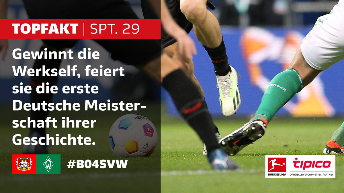 Der @Tipico_de-#TopFakt 💡 Ein Sieg und @bayer04fussball ist Meister – oder zwei Niederlagen bereits am Samstag von Bayern und Sutttgart. Zur kompletten Fakten-Vorschau ➡️ bundesliga.com/de/bundesliga/…
