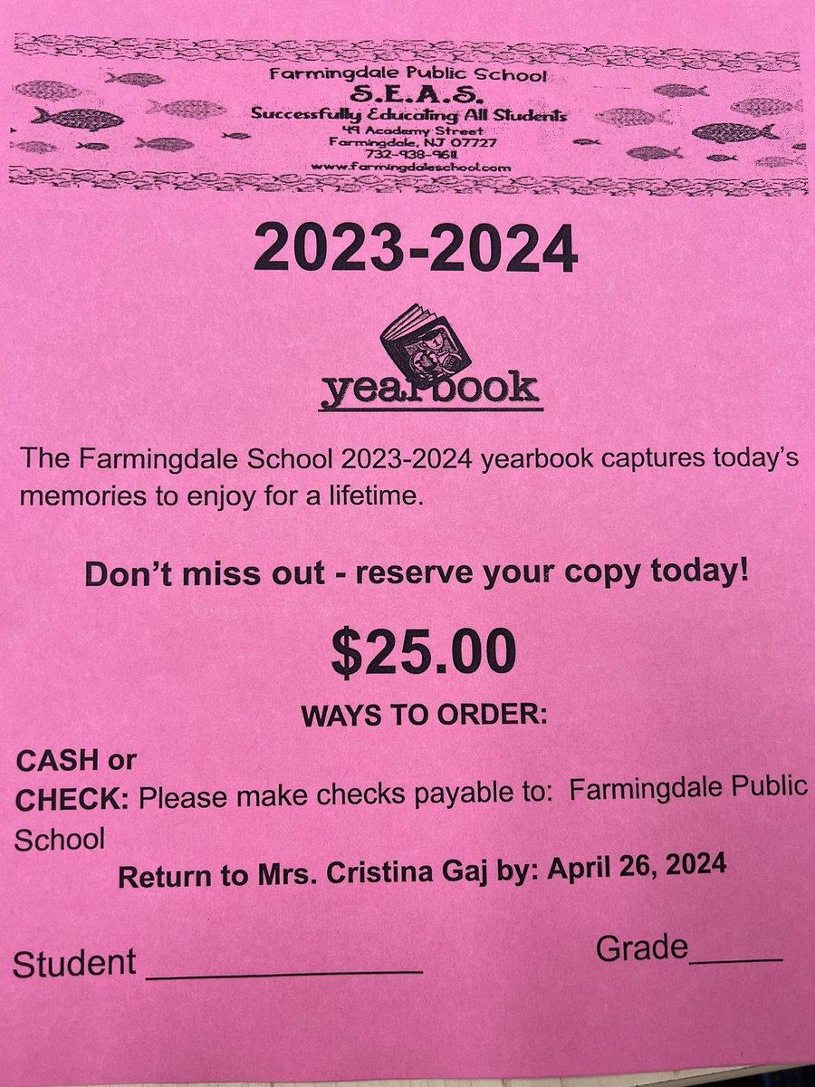 It’s that time of year again!! Secure your copy today! <a href="/FSDVikings/">Farmingdale School</a> <a href="/FarmingdalePta/">Farmingdale PTA</a> <a href="/FSDProchnow/">Mrs. Prochnow</a>