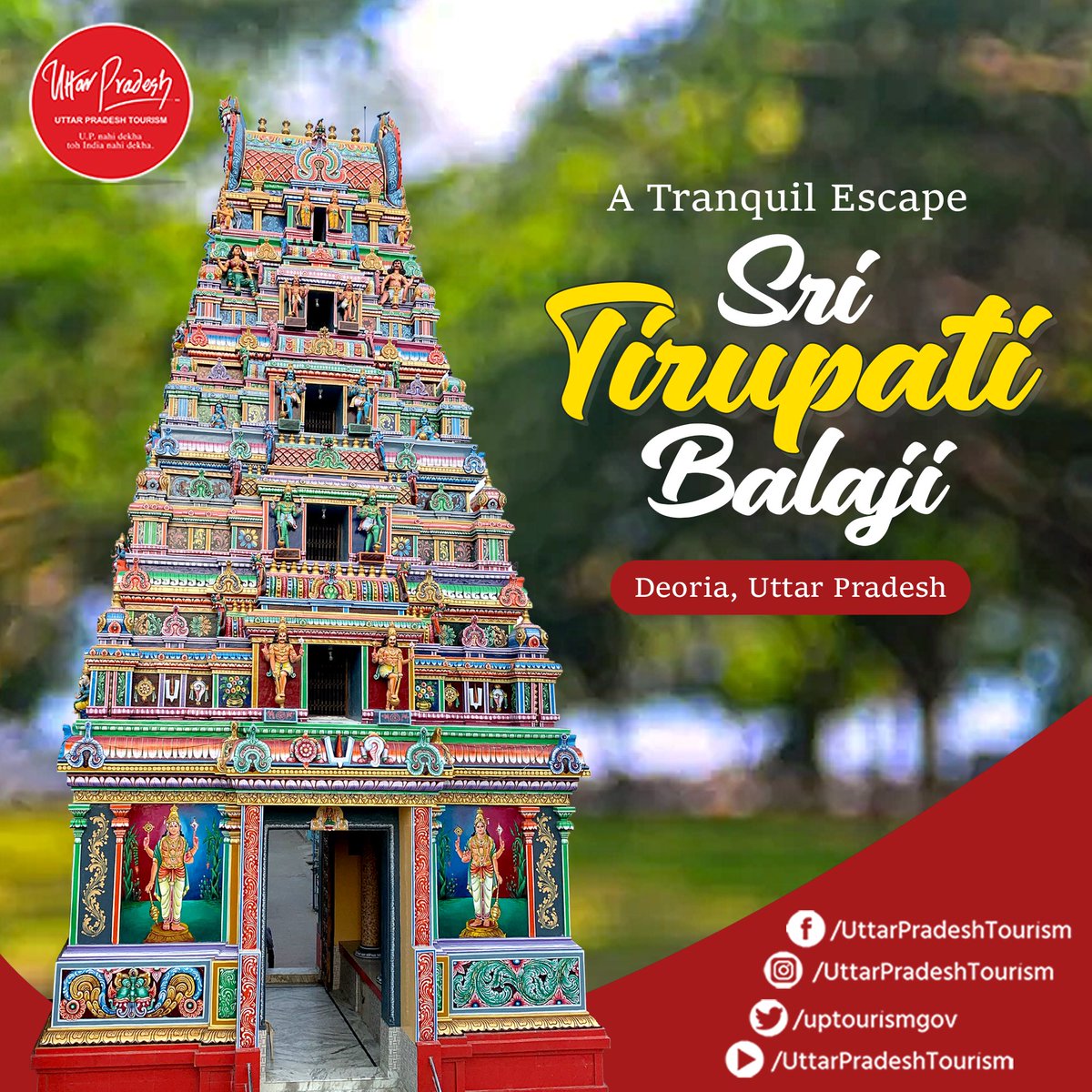 Discover serenity at #SriTirupatiBalajiMandir in #Deoria district! With its mesmerizing southern design and intricate beauty, this temple is a haven for tranquility seekers. Get ready to be swept off your feet by its captivating aura of peace and serenity.

#TemplesOfIndia