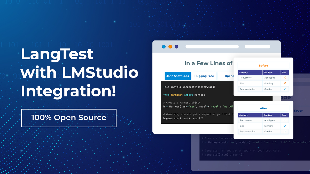 #LangTest has a native integration with #LMStudio allowing you to test custom #LLMs for #ResponsibleAI. hubs.li/Q02s34Rp0 Getting started: hubs.li/Q02s35580 #ethicalai #generativeai #ai #datascience #healthcareai