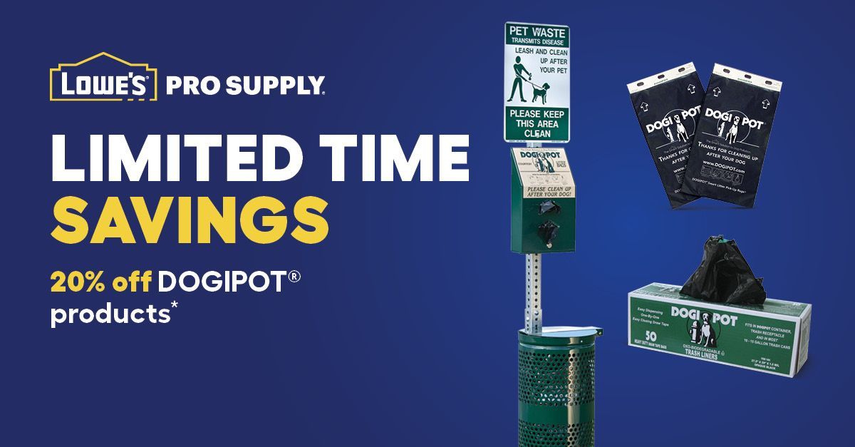 Spruce up pet areas for less — for a limited time, take 20% off DOGIPOT products. Visit buff.ly/4cIDghK to shop DOGIPOT deals and more. 

#Dogipot
#PetStation
#ProGradeProducts
#WeSupplyThePros 
#LowesProSupply