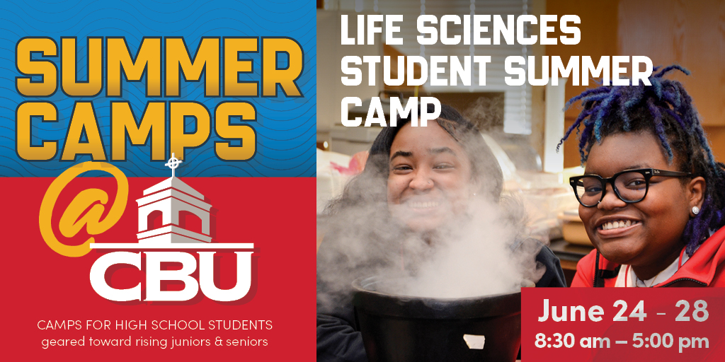 Our Life Sciences Student Summer Camp is the perfect choice for rising high school juniors and seniors who want to explore the fascinating worlds of biology and chemistry. Don't miss out - register now: cbu.edu/information-fo…