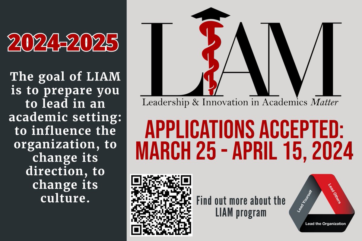 Apply now for LIAM 2024-2025! Enhance your professional development with our limited enrollment course. Applications open March 25th - April 19th. Visit ow.ly/or8e50R496Q or scan the QR code.
