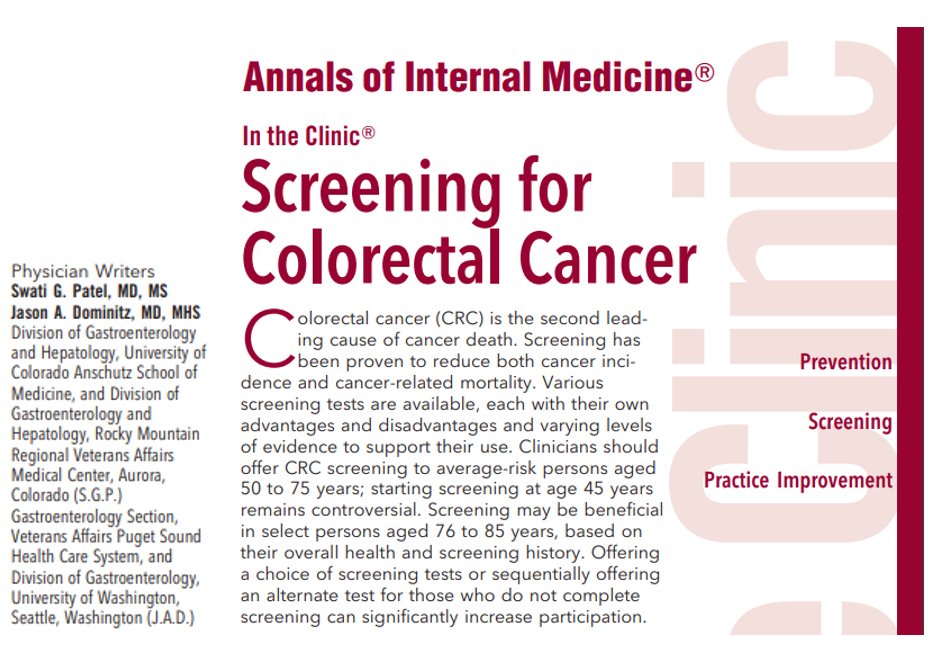 🧐 for a practical #CRCScreening resource for common clinical 🤷🏽‍♀️ ➡️ Does 💊 or lifestyle 📉 risk of #CRC❓️ ➡️ What are the ⚖️ of different screening options❓️ ➡️ What is the best test? Spoiler alert...it's the test that gets done (and done well) ‼️ tinyurl.com/2v7aw3z8