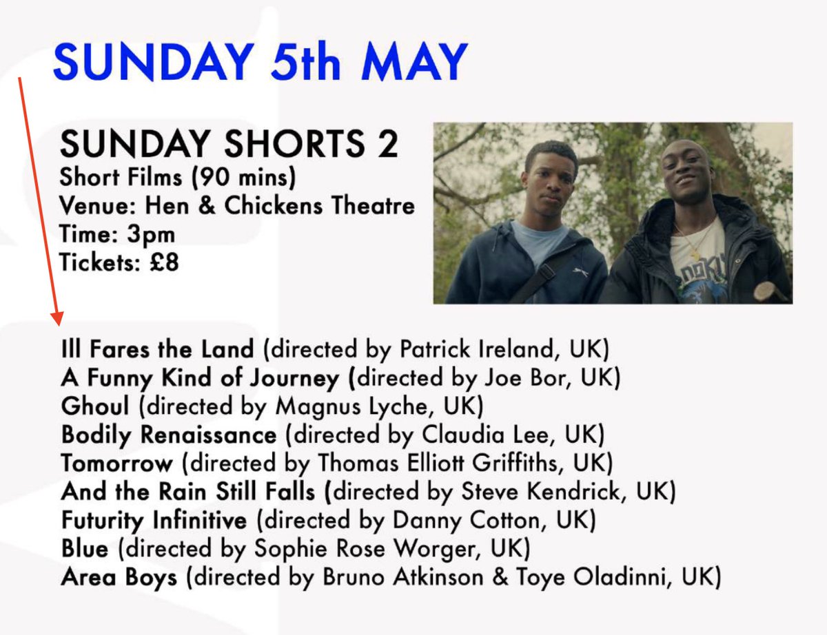 My latest #shortfilm ILL FARES THE LAND will be screening on Sunday 5 May at @TheHenChickens in London as part of the BIFA-qualifying @UViewFF Tickets here 👇 unrestrictedview.co.uk/unrestricted-v…