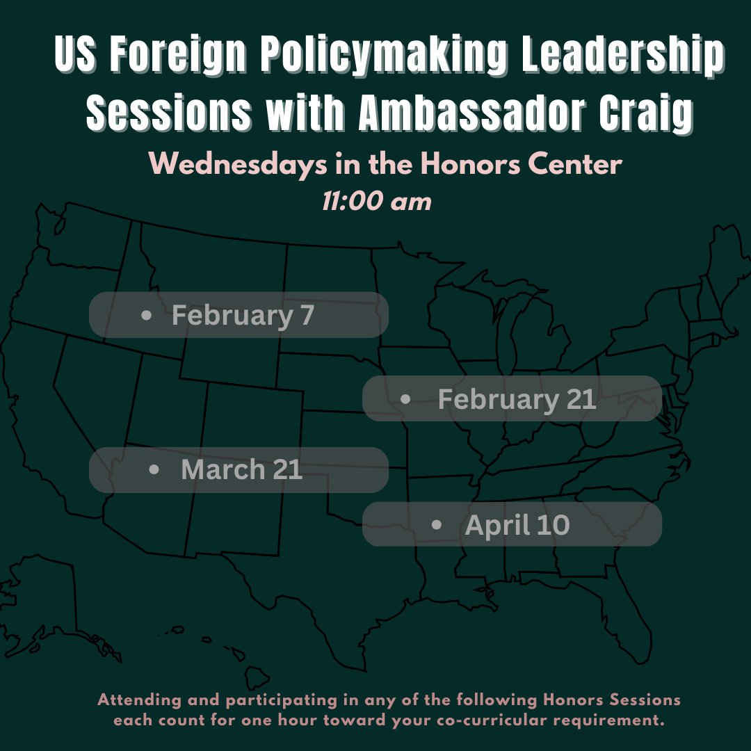 Join us tomorrow morning at 11 am for Ambassador Craig's final US Foreign Policymaking Leadership session of the semester on Mauritania and North Africa!
#etownhonors #LearnServeLead