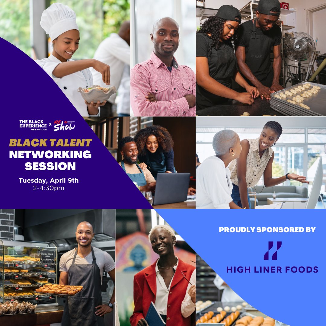 TODAY! Experienced Black job-seekers! Black Talent Networking Session with top culinary brands at the Black Experience Pavilion at the RC Show. Presented by the Re-Seasoning Coalition & Foodpreneur Lab. 📅Apr. 9 🕔2-4:30pm 🎟️BEP100 more info: ow.ly/RuJp50R6fiE