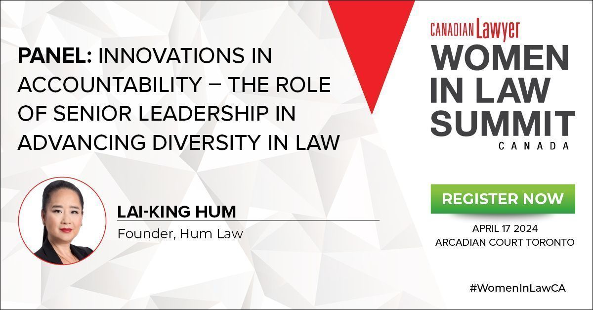 Join me at the upcoming Canadian Lawyer Women in Law Summit on April 17th for a panel discussion on 'Innovations in accountability – the role of senior leadership in advancing diversity in law'

buff.ly/3H2KdLV

#WomenInLawCA