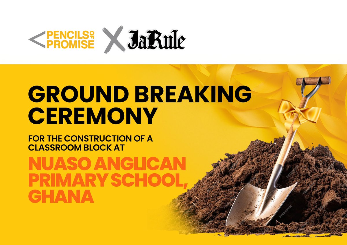 Musician @jarule is in Ghana and will break ground at Nuaso tomorrow April 10 to build a classroom block in partnership with Pencils Of Promise. Join us live on WoezorTV and across all our social media channels for a live broadcast of the ceremony from Nuaso.