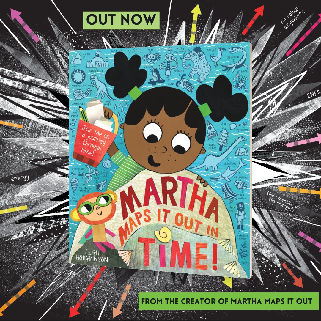 Step back in time with Martha's amazing maps, packed with cool facts and fun details. She meets dinosaurs, mammoths, and ancient sea creatures as she travels through time! This follow up to the bestselling #MarthaMapsItOut is OUT NOW! Written and illustrated by @hoonbutton 🖋🎨