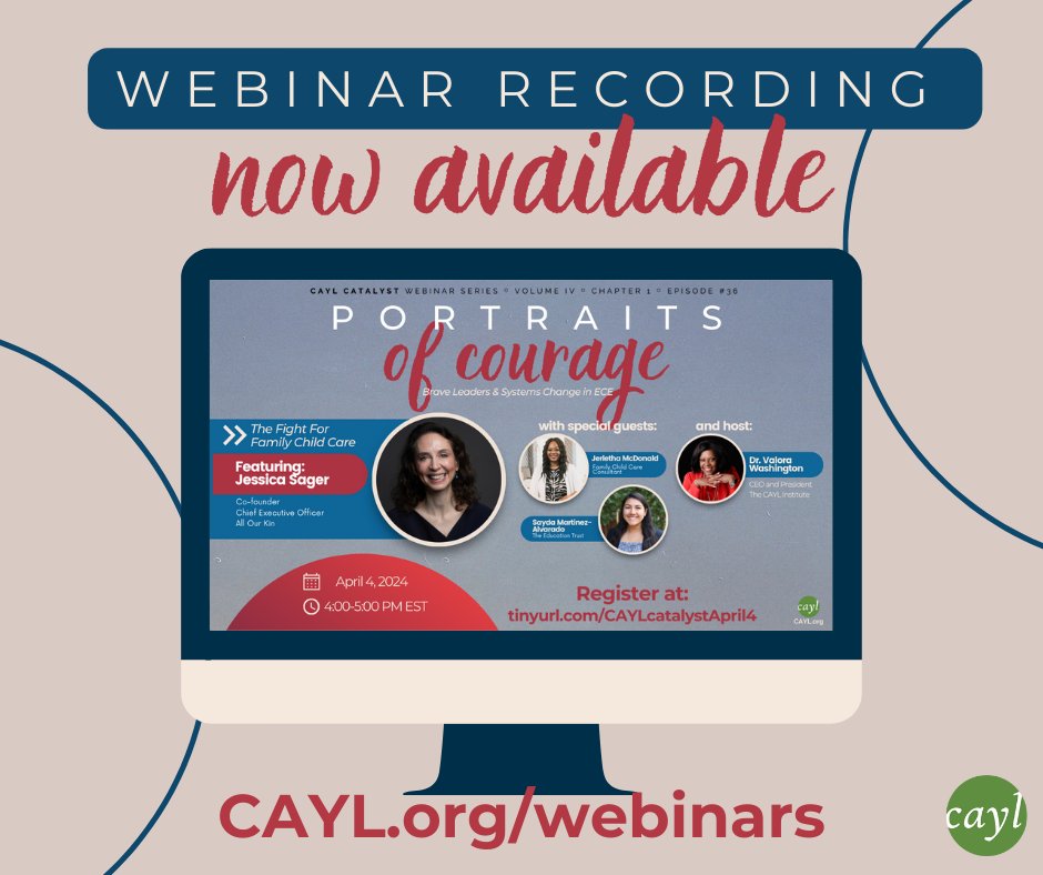 Our latest webinar episode, Portraits of Courage: The Fight for Family Child Care, is now available to free replay on our website. Check it out at cayl.org/webinars @allourkin