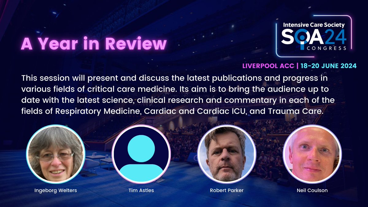 It wouldn’t be #SOA24 without A Year in Review, discussing the latest publications and progress in critical care medicine. We’ll bring you up to speed with the latest science, clinical research and commentary, so join us at ics.ac.uk/soa.