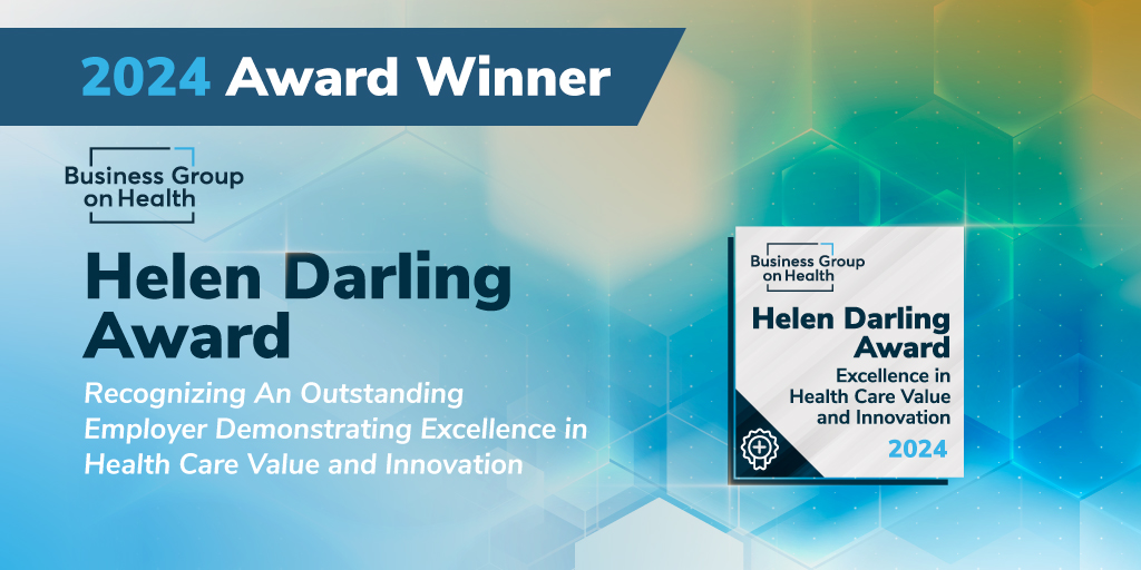 Congratulations to @united for winning Business Group on Health’s prestigious Helen Darling Award for Excellence in Health Care Value and Innovation, for its novel approach to health benefits and a sharp focus on value and quality. #employeebenefits okt.to/3mJdrc