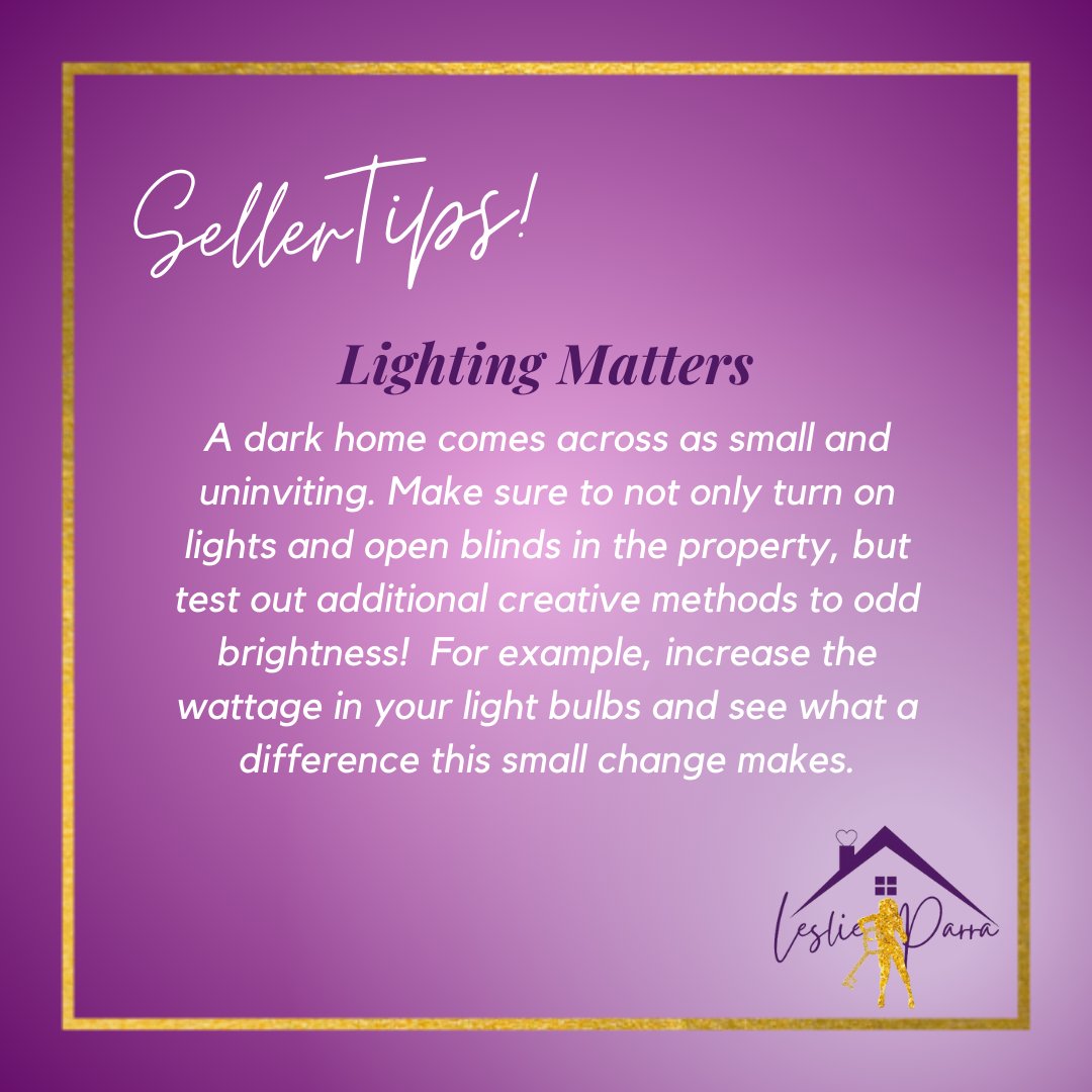 MrsLeslieParra's tweet photo. "Illuminate your home for success! 💡✨ Brighten your space with these seller tips: good lighting not only enhances ambiance but also highlights key features, creating a warm and inviting atmosphere for potential buyers.
 #leslieparra #TipTuesday #leslieparrarealtor https://t.co/3hQX4hyhCZ