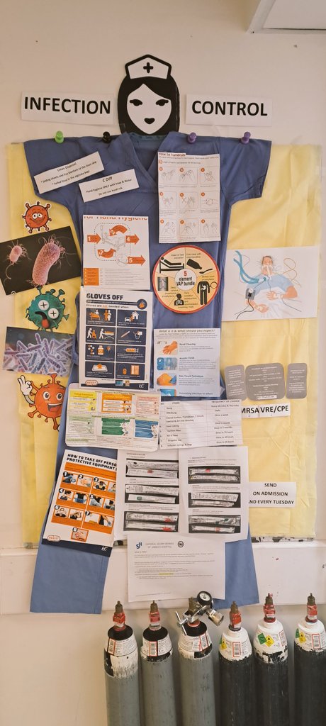 The Infection Prevention & Control link nurse team in #criticalcare @stjamesdublin are hoping to be crowned winners two years in a row with their imaginative education board for April! #nurseeducation #SJHNursing PS no scrubs were wasted in the making of this board ℹ️🧫👐