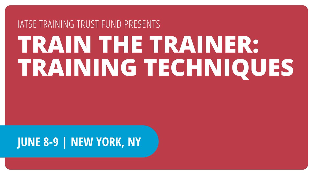 We’re now accepting applications for the Train the Trainer: Training Techniques workshop in New York, NY on June 8-9. The training covers teaching and presentation techniques, adult learning theory, and classroom management skills for local union trainers. iatsetrainingtrust.org/calendar/2024/…