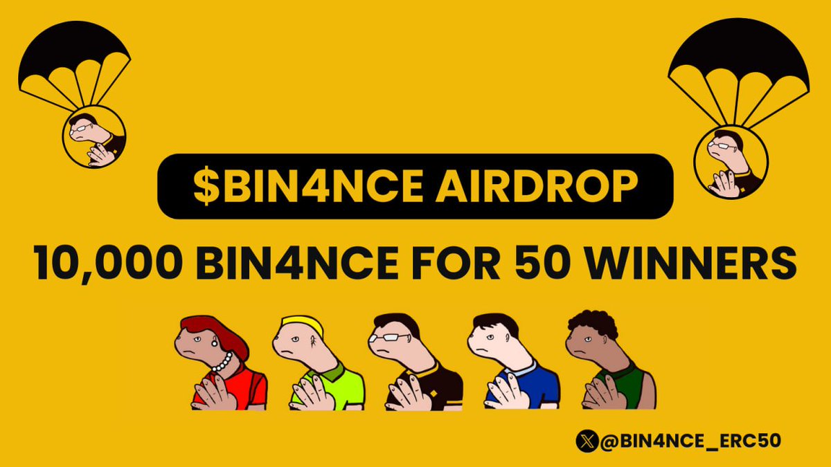 🎁 $BIN4NCE Token #AIRDROP 🦖🌵
50 WINNERS @ 10,000 $BIN4NCE!

#BIN4NCE is MEME in <a href="/BNBCHAIN/">BNB Chain</a> community originating from a gesture by <a href="/cz_binance/">CZ 🔶 BNB</a>  means "NO FUD, Just Build it! "

💖 Like➕ Follow @BIN4NCE_ERC50 
🔄 Retweet 👋 @ 3 friends 

#Giveaway #X314 $MOJO $DINO #MEME $DEGEN