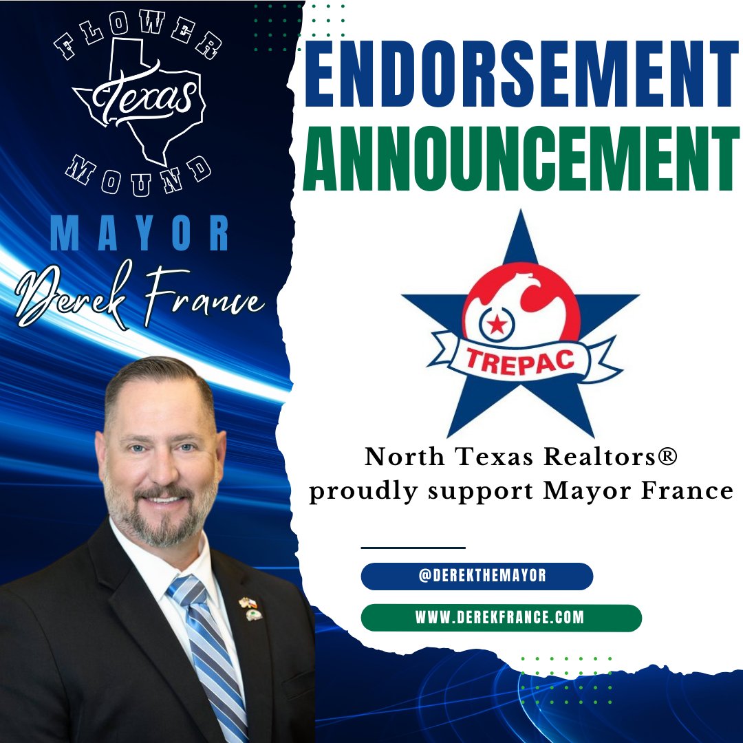 DerekTheMayor's tweet photo. 📷 Endorsement Announcement 📷
Thrilled to share that TREPAC has given their endorsement for my re-election! Their support reinforces my commitment to safeguarding real property rights, advocating for homeownership, and championing the thriving real estate industry in our Town. https://t.co/Pw8MrYDNdE