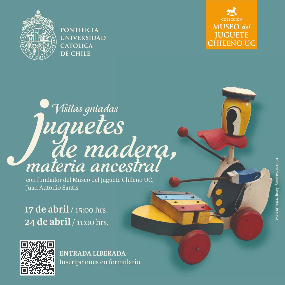 ¡Descubre la historia detrás de los 'Juguetes de madera, materia ancestral' en una visita guiada única! Conoce junto al coleccionista Juan Antonio Santis detalles fascinantes sobre esta exposición. Cupos limitados, inscríbete en ow.ly/C65G50RboBU