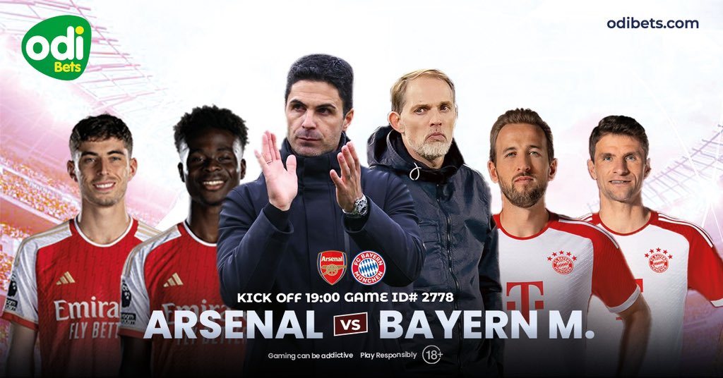 The journey to Wembley begins as Arsenal hosts Bayern Munich for the Quarter-finals🔥
Who wins? 

Download odibets app now ➡️ odibets.com.gh/app and WIN yourself upto GHc 1000 Today!!! 

Don’t miss out ‼️
Ghana’s best betting experience 👌

#BetExtraODInary