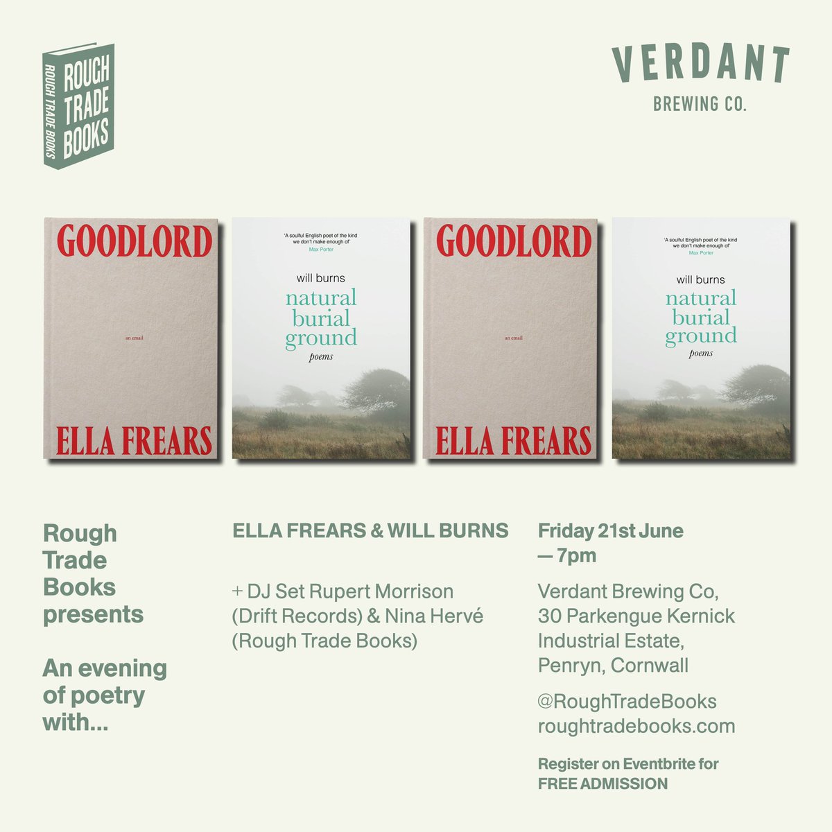 Cornish trip with @EllaFrears and @RoughTradeBooks and @VerdantBrew - get involved… eventbrite.co.uk/e/rough-trade-…