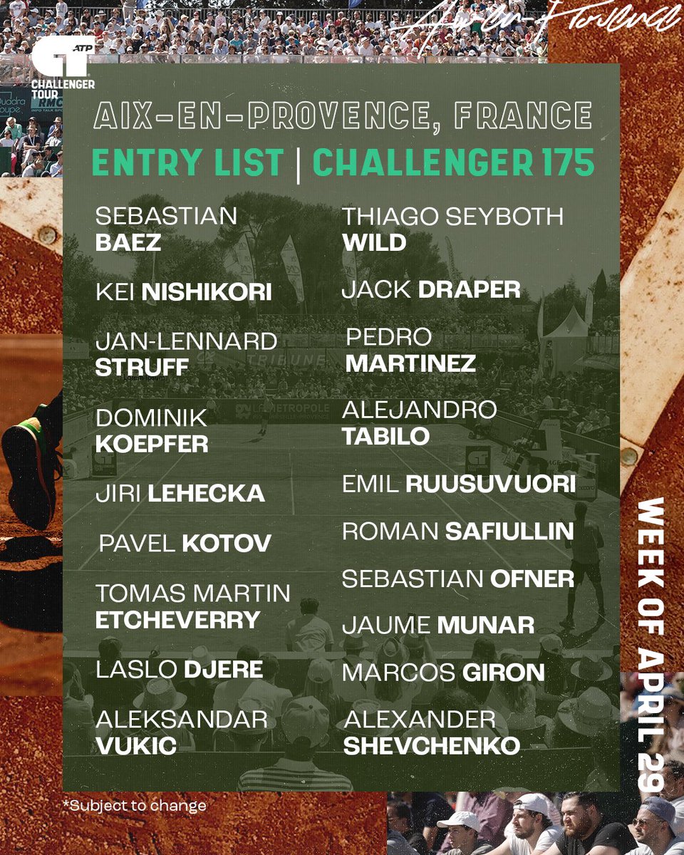 Aix is going to be STACKED 😎 #ATPChallenger | @OpenduPaysdAix