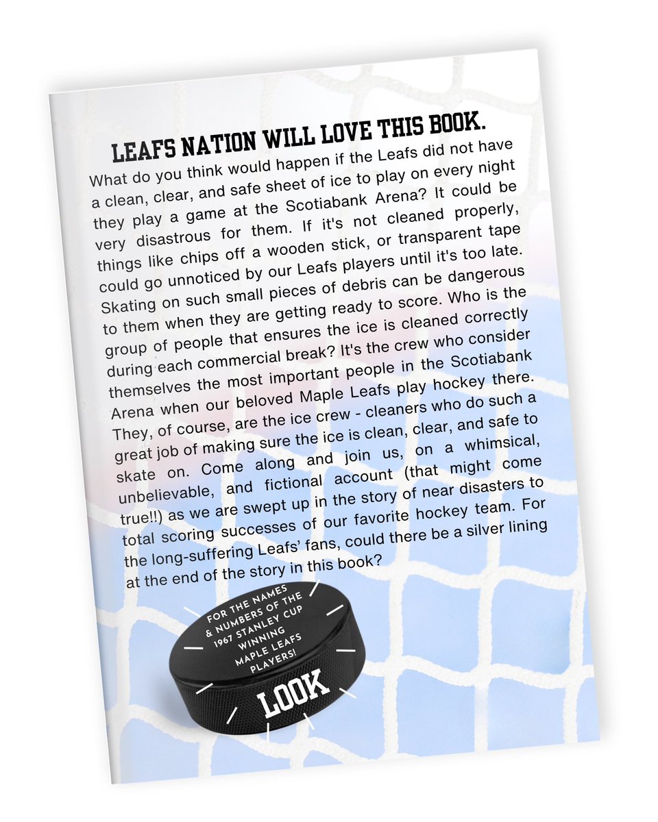 Leaf and hockey fans, here’s the book you’ve been waiting to read. Told from the Scotiabank Arena’s Ice Cleaner’s point of view, it has near disasters to Leaf triumphs, at scoring. Could there be a Stanley Cup coming? Books are available at philriggsauthor.com/Amazon.com