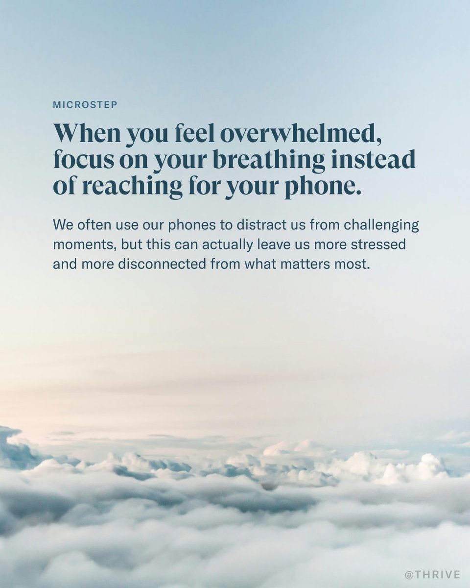 The next time you're feeling stressed, opt for breathing instead of scrolling. Pausing to focus on your breathing will help you recharge, ground you in the present, and reframe the moment.
