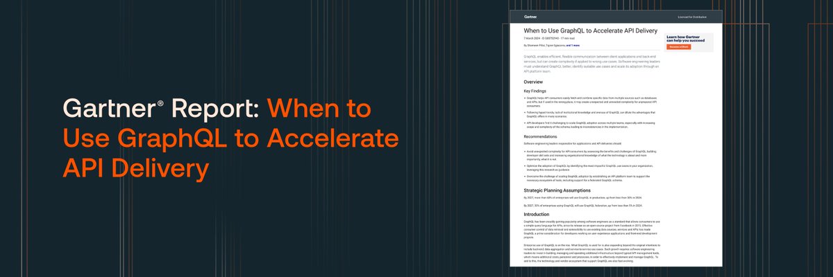 'By 2027, more than 60% of enterprises will use #GraphQL in production, up from less than 30% in 2024” per @Gartner_inc. Find out why! bit.ly/3VRIuBz #ApolloFederation #Platformengineering #APIOps #APIs